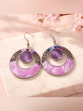 Vintage Purple and Silver Earrings